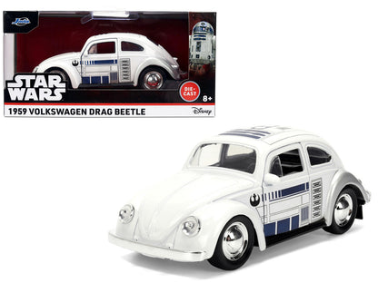1959 Volkswagen Beetle "R2-D2" Livery White with Graphics "Star Wars" Franchise "Hollywood Rides" Series 1/32 Diecast Model Car by Jada-4
