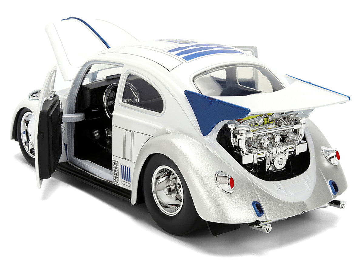 1959 Volkswagen Drag Beetle White with Graphics and R2-D2 Figure "Star Wars" Franchise "Hollywood Rides" Series 1/24 Diecast Model Car by Jada-2
