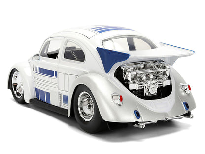 1959 Volkswagen Drag Beetle White with Graphics and R2-D2 Figure "Star Wars" Franchise "Hollywood Rides" Series 1/24 Diecast Model Car by Jada-3