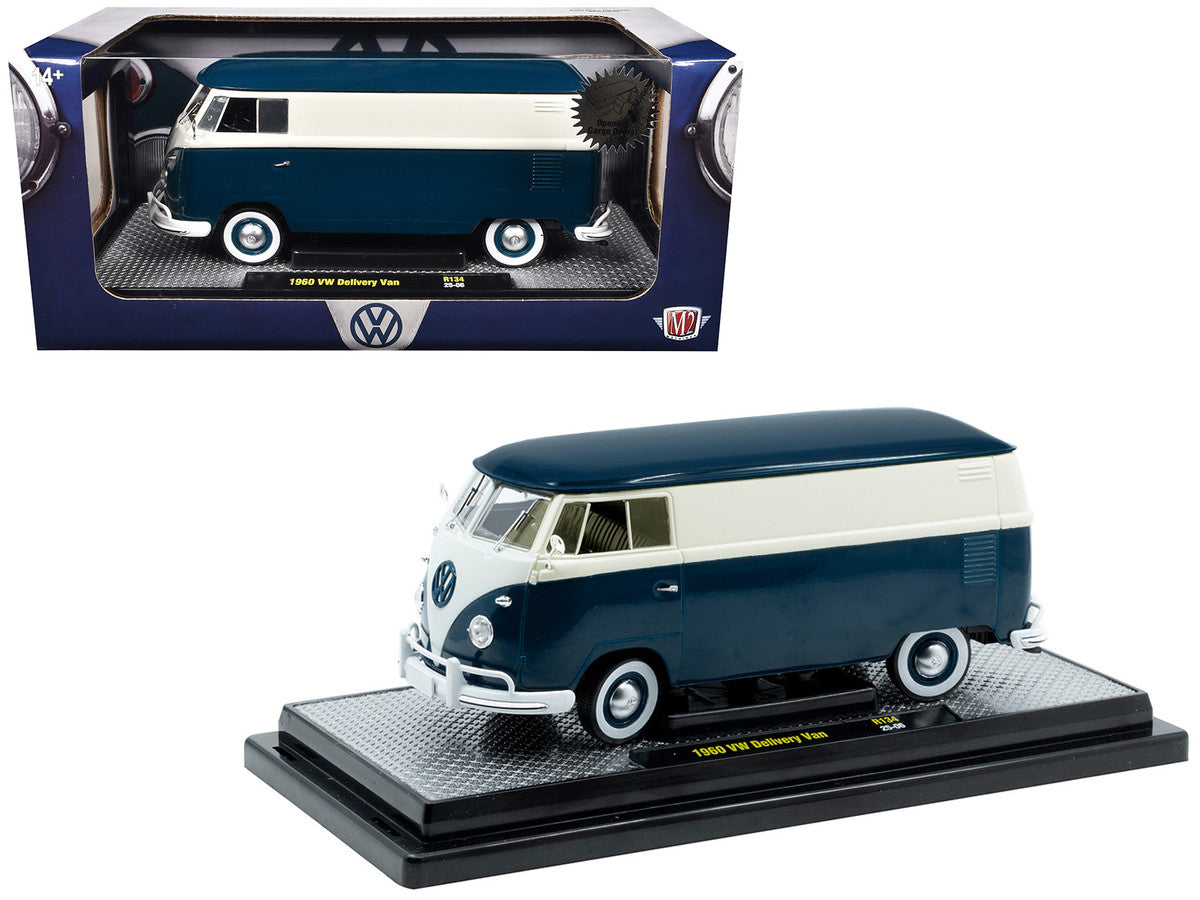 1960 Volkswagen Delivery Van Blue and White Limited Edition to 6650 pieces Worldwide 1/24 Diecast Model Car by M2 Machines-2