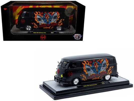 1960 Volkswagen Delivery Van "Maui & Sons" Black with Graphics Limited Edition to 4050 pieces Worldwide 1/24 Diecast Model Car by M2 Machines-2