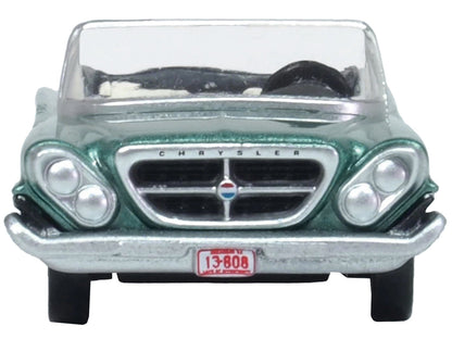 1961 Chrysler 300 Convertible Pinewood Green Metallic 1/87 (HO) Scale Diecast Model Car by Oxford Diecast-2