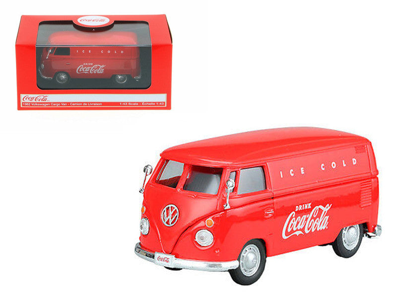1962 Volkswagen Coca Cola Cargo Van Red 1/43 Diecast Model by Motorcity Classics-0