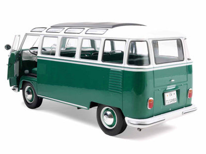 1962 Volkswagen T1 Samba Bus Green and White 1/18 Diecast Model Car by Solido-1