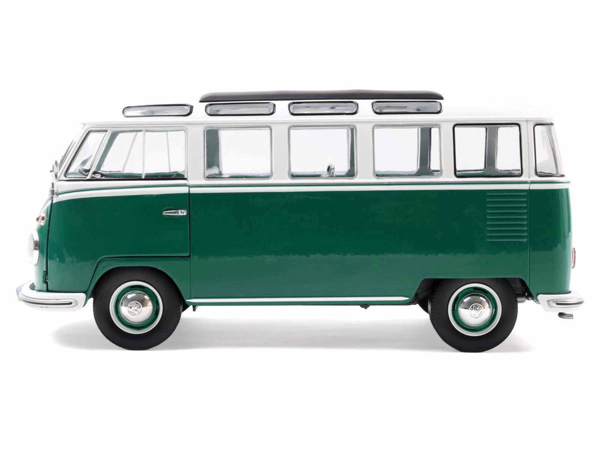 1962 Volkswagen T1 Samba Bus Green and White 1/18 Diecast Model Car by Solido-2