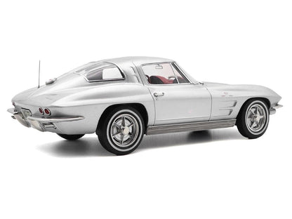 1963 Chevrolet Corvette Sting Ray Sebring Silver Metallic with Red Interior 1/18 Diecast Model Car by Norev-1