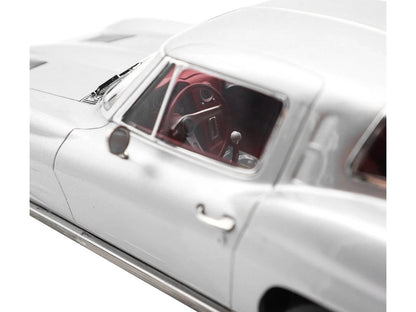 1963 Chevrolet Corvette Sting Ray Sebring Silver Metallic with Red Interior 1/18 Diecast Model Car by Norev-2