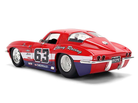 1963 Chevrolet Corvette Stingray #63 ’Chevy Racing’ Red with White and Blue Stripes ’Bigtime Muscle’ Series 1/24
