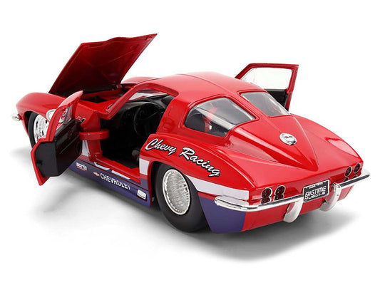 1963 Chevrolet Corvette Stingray #63 ’Chevy Racing’ Red with White and Blue Stripes ’Bigtime Muscle’ Series 1/24