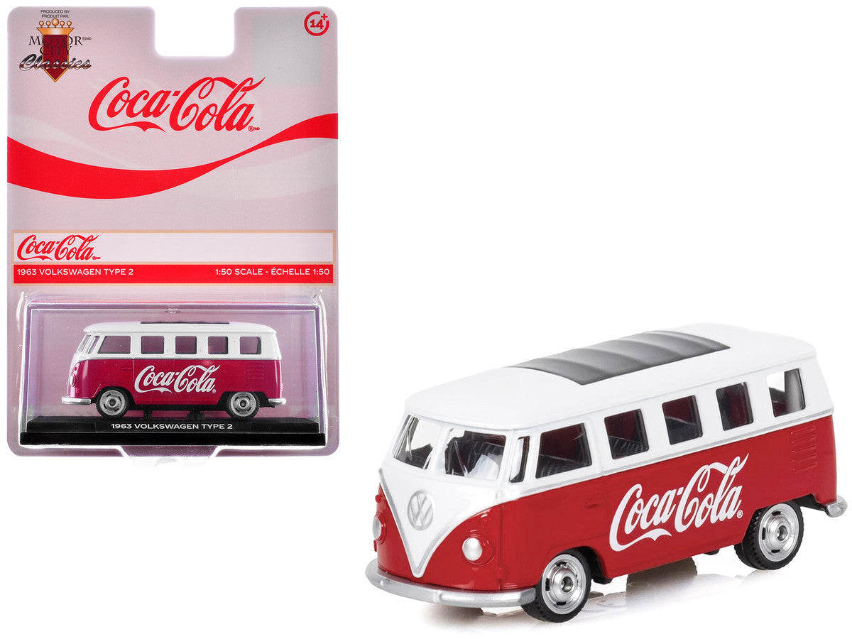 1963 Volkswagen Type 2 Van "Coca-Cola" Red and White 1/50 Diecast Model by Motorcity Classics-4