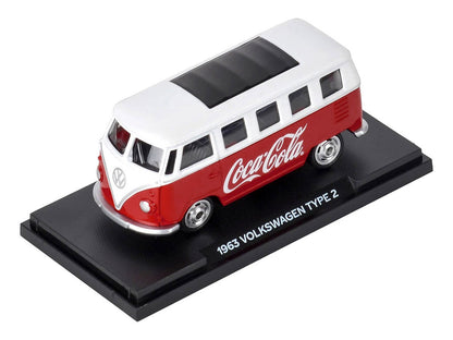 1963 Volkswagen Type 2 Van "Coca-Cola" Red and White 1/50 Diecast Model by Motorcity Classics-3