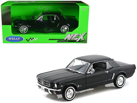 1964 1/2 Ford Mustang Coupe Hard Top Black 1/24 Diecast Model Car by Welly-0