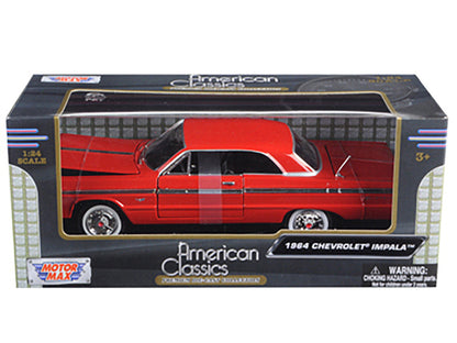 1964 Chevrolet Impala Red 1/24 Diecast Model Car by Motormax-2
