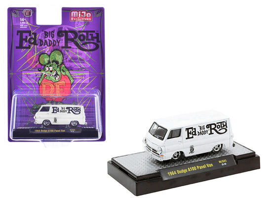 1964 Dodge A100 Panel Van "Ed 'Big Daddy' Roth - Rat Fink" White Limited Edition to 4950 pieces Worldwide 1/64 Diecast Model Car by M2 Machines-2