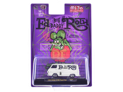 1964 Dodge A100 Panel Van "Ed 'Big Daddy' Roth - Rat Fink" White Limited Edition to 4950 pieces Worldwide 1/64 Diecast Model Car by M2 Machines-1