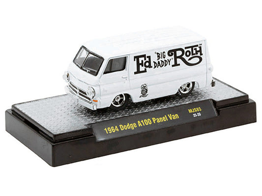 1964 Dodge A100 Panel Van "Ed 'Big Daddy' Roth - Rat Fink" White Limited Edition to 4950 pieces Worldwide 1/64 Diecast Model Car by M2 Machines-0