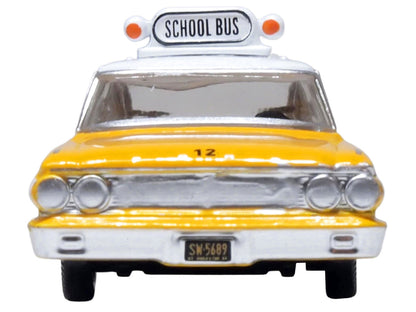 1964 Ford Country Station Wagon "Central School Bus" Yellow with White Top 1/87 (HO) Scale Diecast Model Car by Oxford Diecast-3