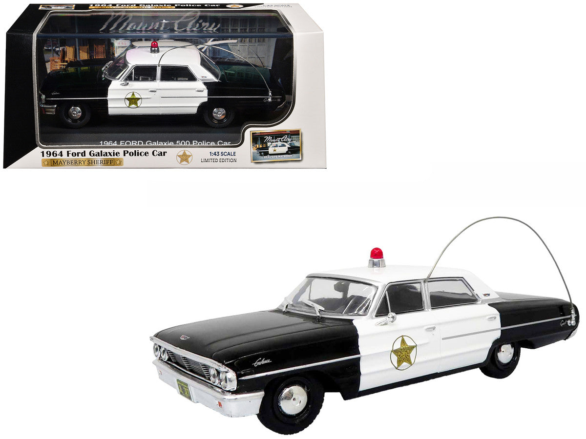 1964 Ford Galaxie 500 Police Car "Mount Airy Mayberry Sheriff" Black and White 1/43 Diecast Model by Iconic Replicas-4