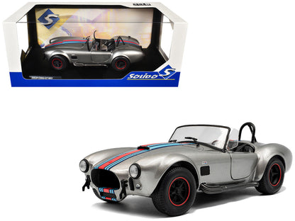 1965 Shelby Cobra 427 MKII "Solido Works M Racing Tribute" Gray Metallic with Stripes 1/18 Diecast Model Car by Solido-4