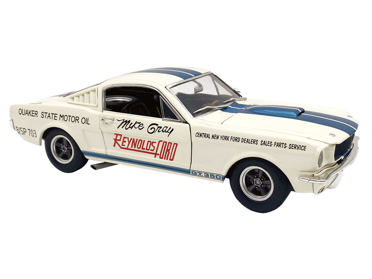 1965 Shelby GT350 "Reynolds Ford" White with Blue Stripes Limited Edition to 204 pieces Worldwide 1/18 Diecast Model Car by ACME-1