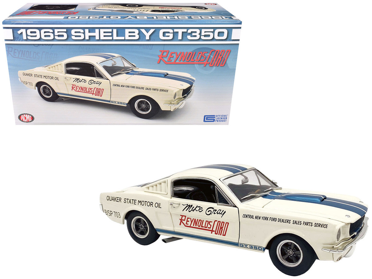 1965 Shelby GT350 "Reynolds Ford" White with Blue Stripes Limited Edition to 204 pieces Worldwide 1/18 Diecast Model Car by ACME-0
