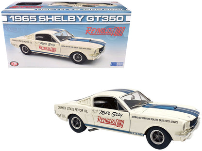1965 Shelby GT350 "Reynolds Ford" White with Blue Stripes Limited Edition to 204 pieces Worldwide 1/18 Diecast Model Car by ACME-0