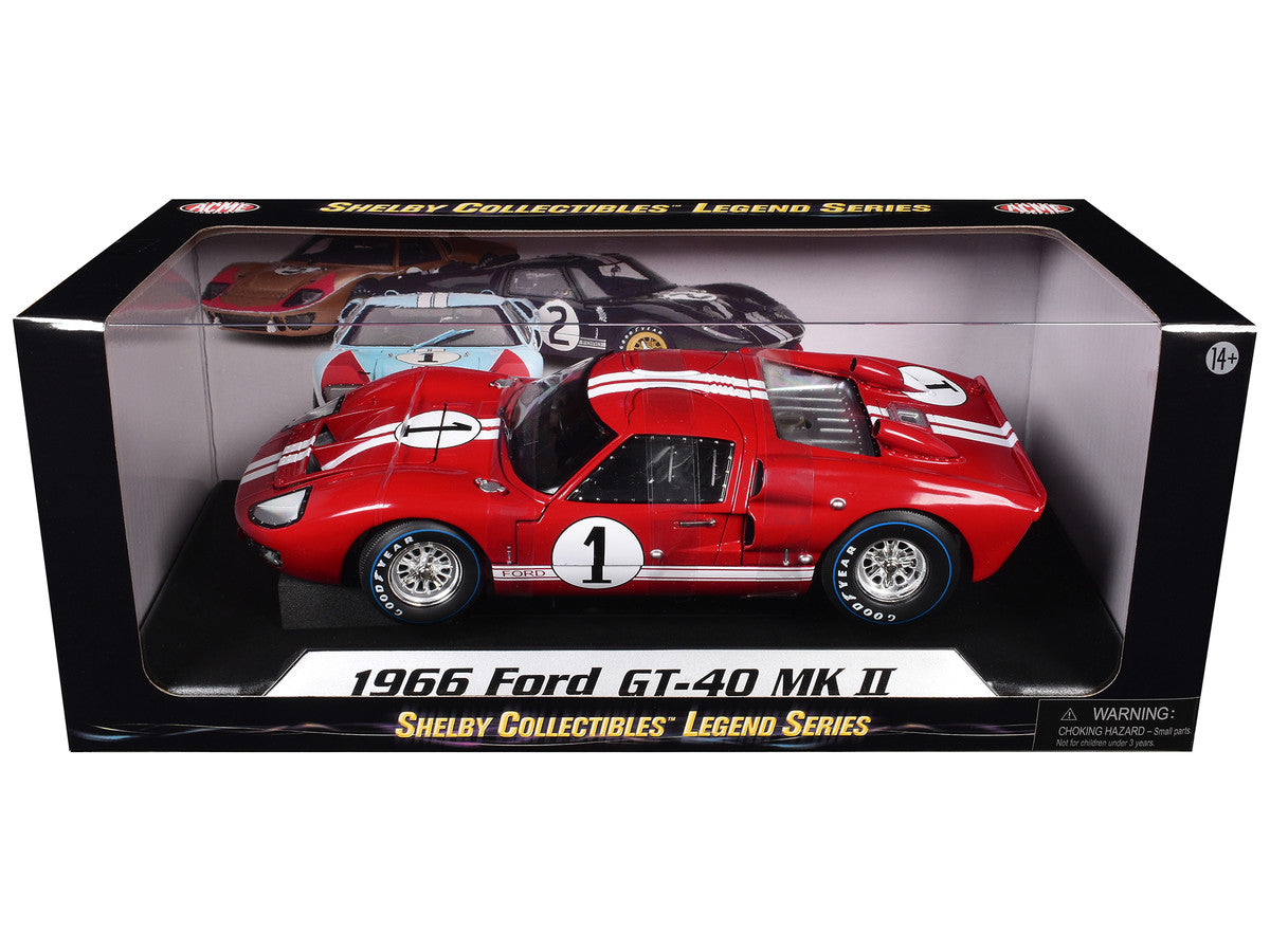 1966 Ford GT-40 MK 2 Red #1 1/18 Diecast Model Car by Shelby Collectibles-1