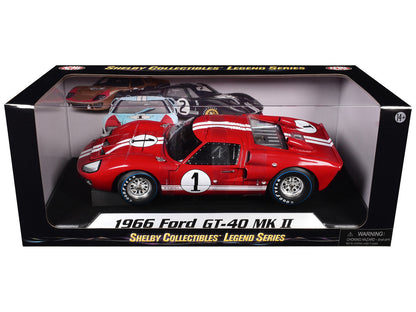 1966 Ford GT-40 MK 2 Red #1 1/18 Diecast Model Car by Shelby Collectibles-1