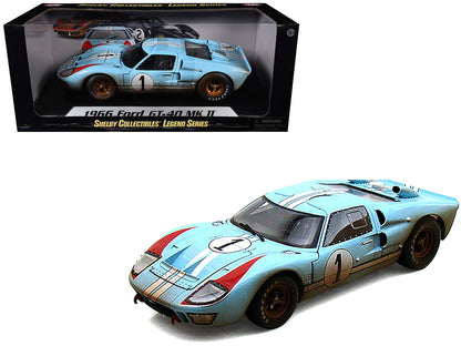 1966 Ford GT-40 MK II #1 Light Blue Miles - Hulme Le Mans (Dirty Version) 1/18 Diecast Model Car by Shelby Collectibles-2