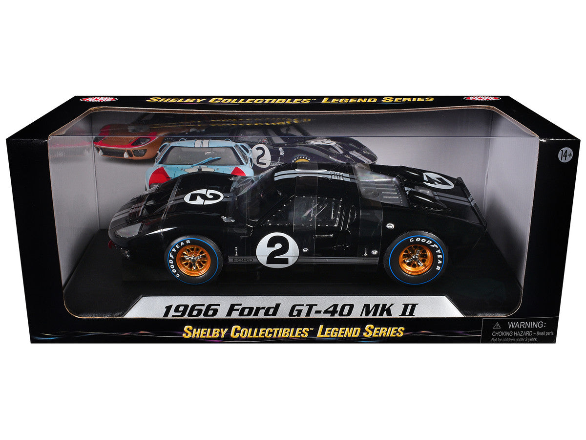 1966 Ford GT-40 MK II #2 Black 1/18 Diecast Model Car by Shelby Collectibles-1