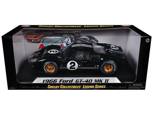 1966 Ford GT-40 MK II #2 Black 1/18 Diecast Model Car by Shelby Collectibles-1