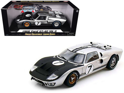1966 Ford GT-40 MK II #7 Silver 1/18 Diecast Model Car by Shelby Collectibles-2