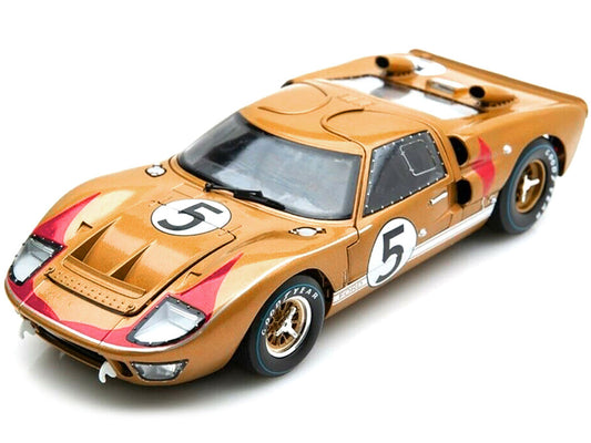 1966 Ford GT-40 MK II RHD (Right hand Drive) #5 Gold 24H of Le Mans 1/18 Diecast Model Car by Shelby Collectibles-1