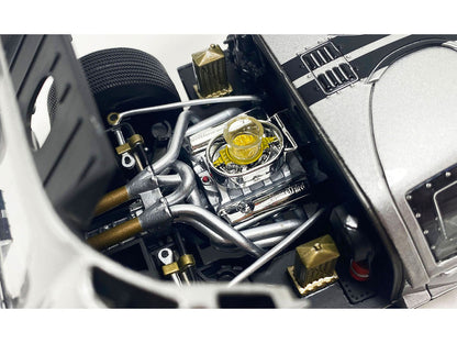 1966 Ford GT-40 MKII #F85 Silver Metallic with Black Stripes 1/18 Diecast Model Car by ACME-0