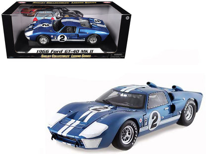 1966 Ford GT40 GT 40 Mark II #2 Blue 12 Hours of Sebring 1/18 Diecast Car Model by Shelby Collectibles-2