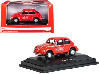1966 Volkswagen Beetle "Coca-Cola" Red 1/72 Diecast Model Car by Motorcity Classics-0