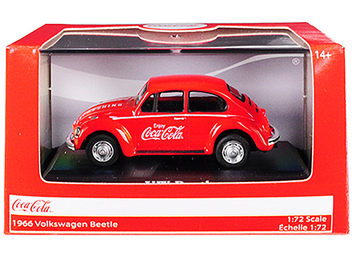 1966 Volkswagen Beetle "Coca-Cola" Red 1/72 Diecast Model Car by Motorcity Classics-2
