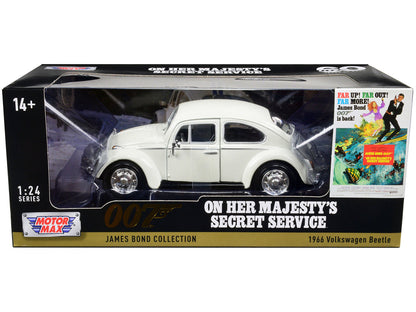 1966 Volkswagen Beetle White James Bond 007 "On Her Majesty's Secret Service" (1969) Movie "James Bond Collection" Series 1/24 Diecast Model Car by Motormax-2