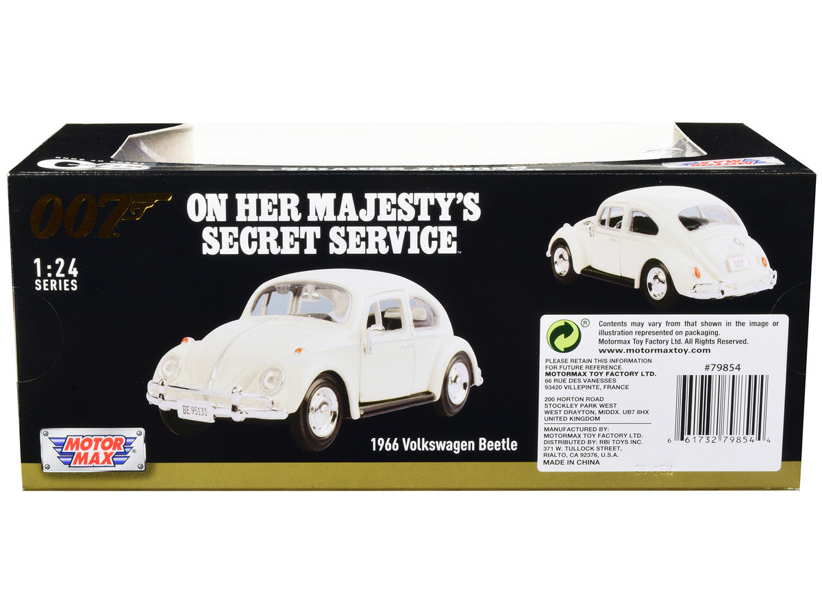 1966 Volkswagen Beetle White James Bond 007 "On Her Majesty's Secret Service" (1969) Movie "James Bond Collection" Series 1/24 Diecast Model Car by Motormax-0