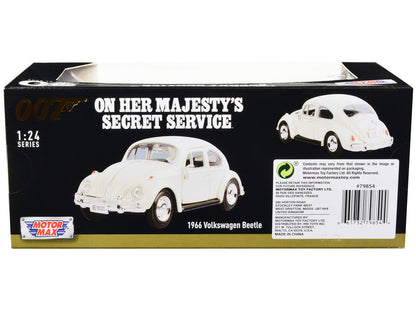 1966 Volkswagen Beetle White James Bond 007 "On Her Majesty's Secret Service" (1969) Movie "James Bond Collection" Series 1/24 Diecast Model Car by Motormax-0