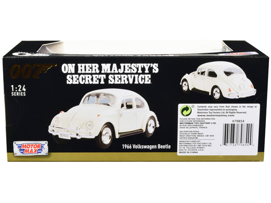 1966 Volkswagen Beetle White James Bond 007 "On Her Majesty's Secret Service" (1969) Movie "James Bond Collection" Series 1/24 Diecast Model Car by Motormax-0