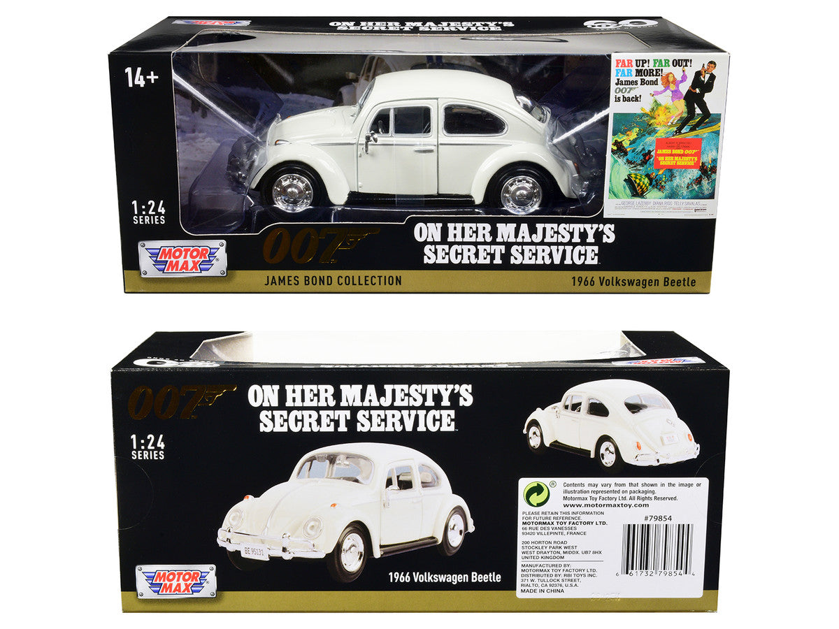 1966 Volkswagen Beetle White James Bond 007 "On Her Majesty's Secret Service" (1969) Movie "James Bond Collection" Series 1/24 Diecast Model Car by Motormax-1