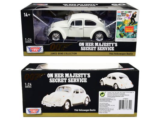 1966 Volkswagen Beetle White James Bond 007 "On Her Majesty's Secret Service" (1969) Movie "James Bond Collection" Series 1/24 Diecast Model Car by Motormax-1