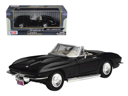 1967 Chevrolet Corvette Convertible Black 1/24 Diecast Model Car by Motormax-0