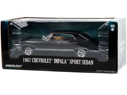 1967 Chevrolet Impala Sport Sedan Tuxedo Black 1/24 Diecast Model Car by Greenlight-2