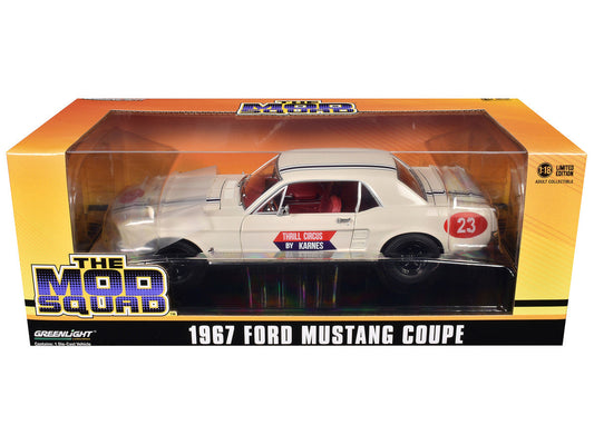 1967 Ford Mustang Coupe #23 "Thrill Circus By Karnes" White 1/18 Diecast Model Car by Greenlight-0