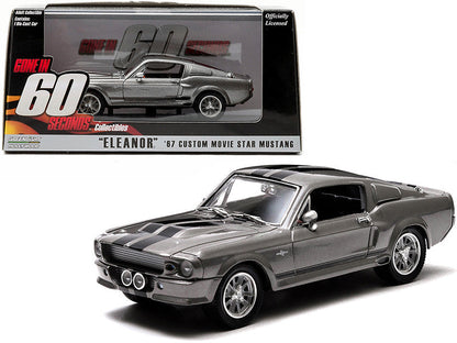 1967 Ford Mustang Custom "Eleanor" Gray Metallic with Black Stripes "Gone in 60 Seconds" (2000) Movie 1/43 Diecast Model Car by Greenlight-0