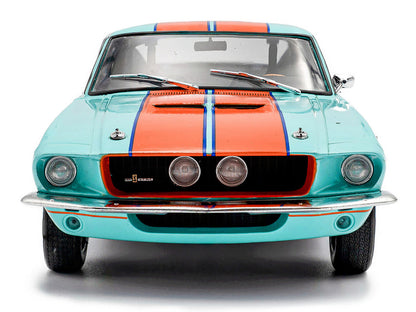 1967 Shelby GT500 #4 "Gulf Racing Tribute" Light Blue with Orange Stripes 1/18 Diecast Model Car by Solido-3
