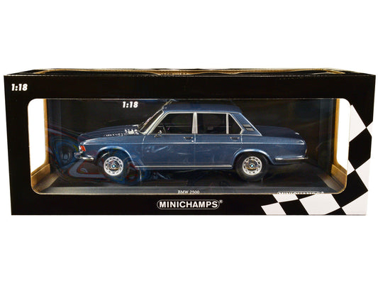 1968 BMW 2500 Blue Metallic Limited Edition to 504 pieces Worldwide 1/18 Diecast Model Car by Minichamps - Car Models
