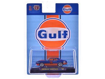 1969 Chevrolet Camaro Custom #20 "Gulf Oil" Dark Blue and Orange Limited Edition to 5500 pieces Worldwide 1/64 Diecast Model Car by M2 Machines-1